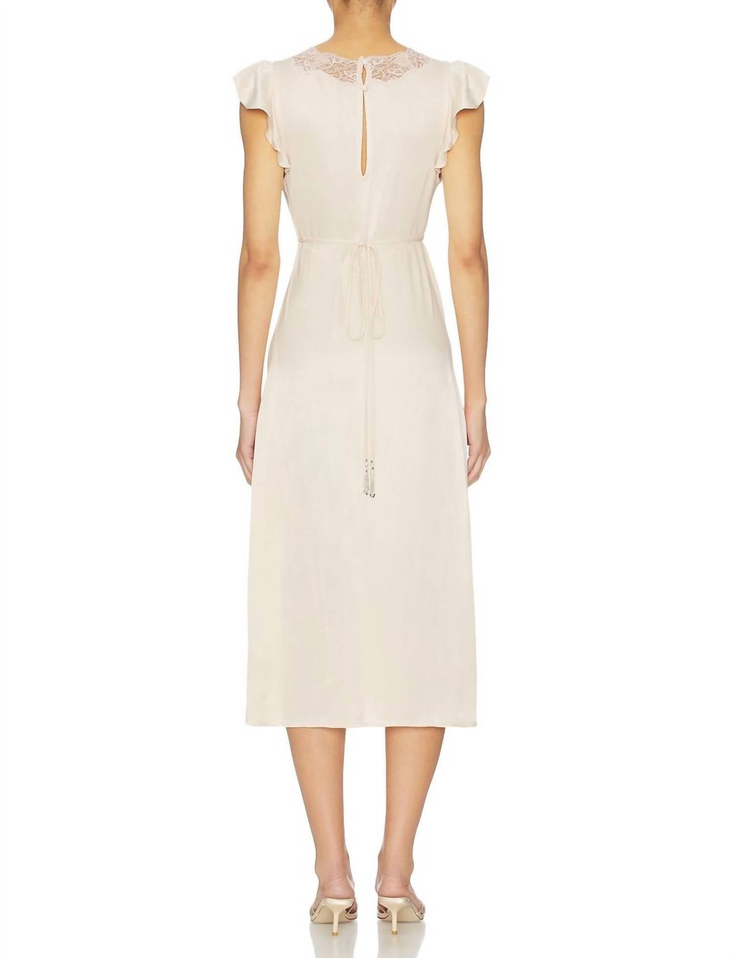Free People Tied With Joy Midi Dress in pastel rose tan - women's dress - detail view