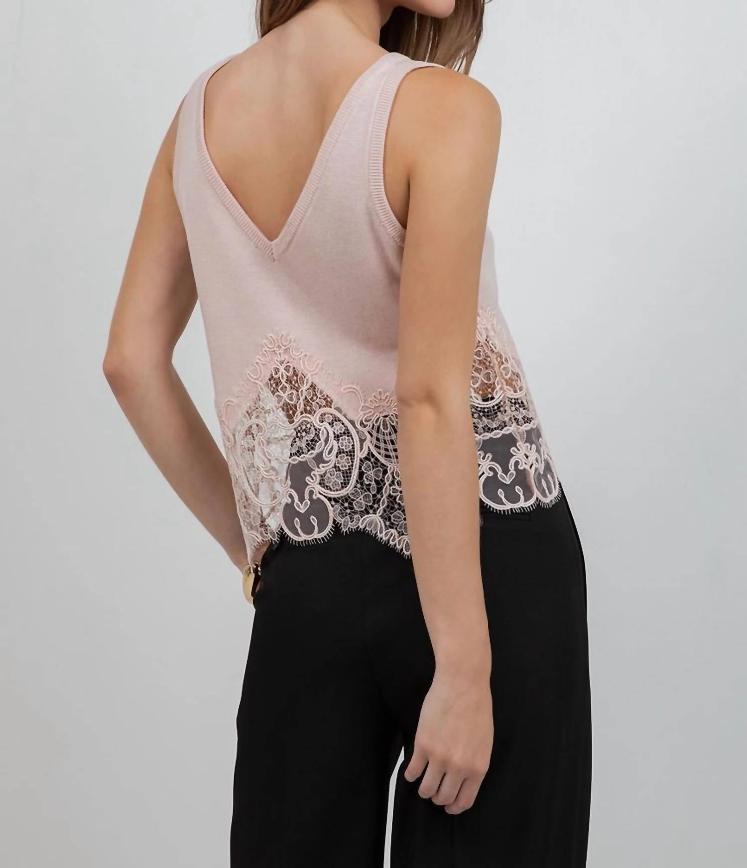 Whiteroom+Cactus - Knitted Sweater with Lace Edge Detailing