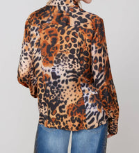 Renuar Wild Side Blouse in tan - women's blouse - detail view
