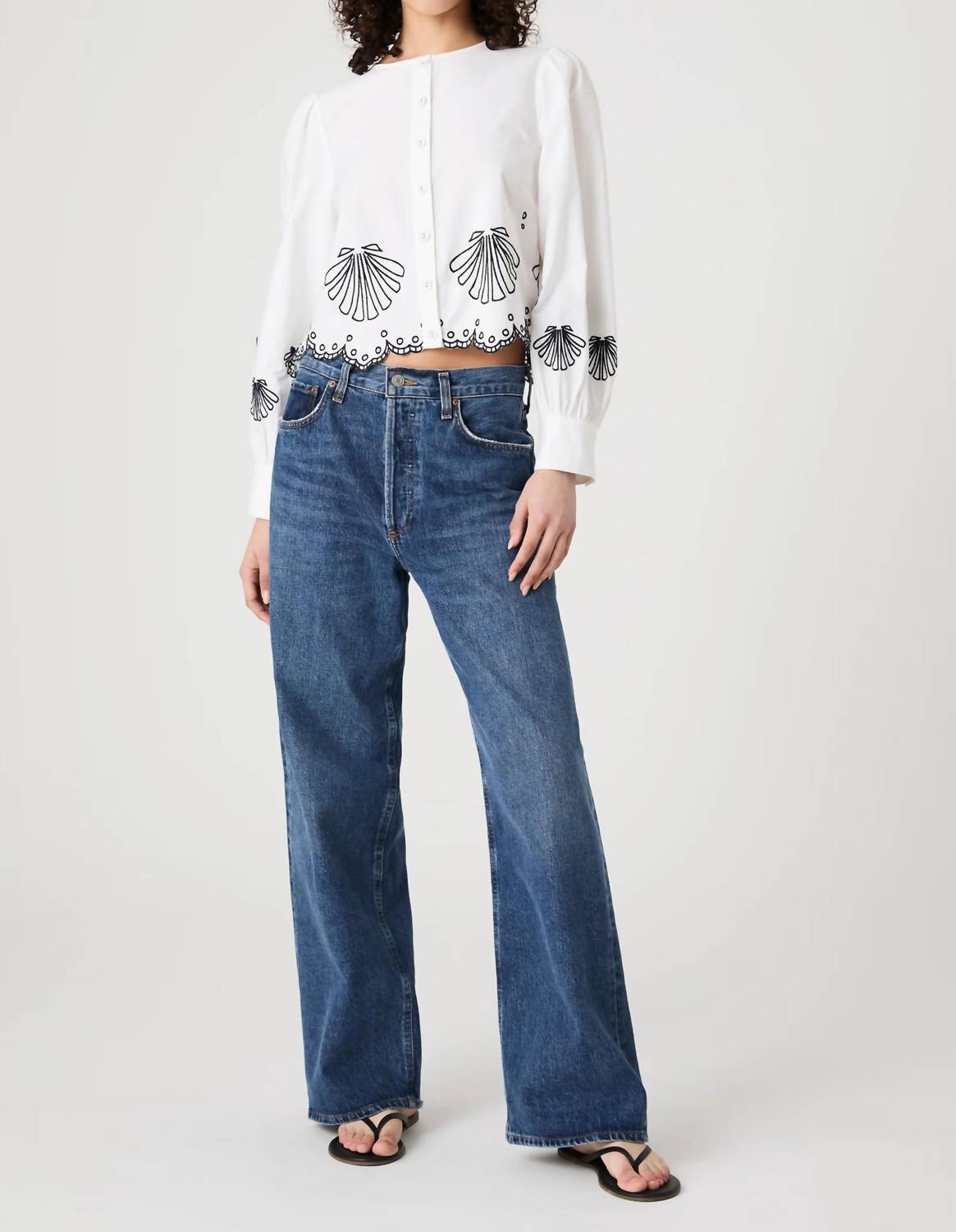 French Connection - Cambria Embroidered Long Sleeve Blouse