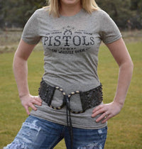 Cowgirl Justice You Gonna Pull Those Pistols Tee in light gray - women's t-shirt