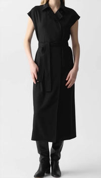 Theory - CRISP COLLAR DOUBLE BREASTED BELT DRESS