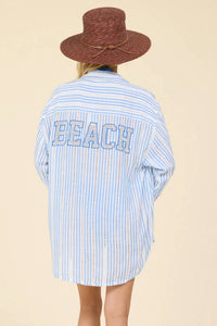 Vintage Havana - Sea Salt Stripe Beach Shirt