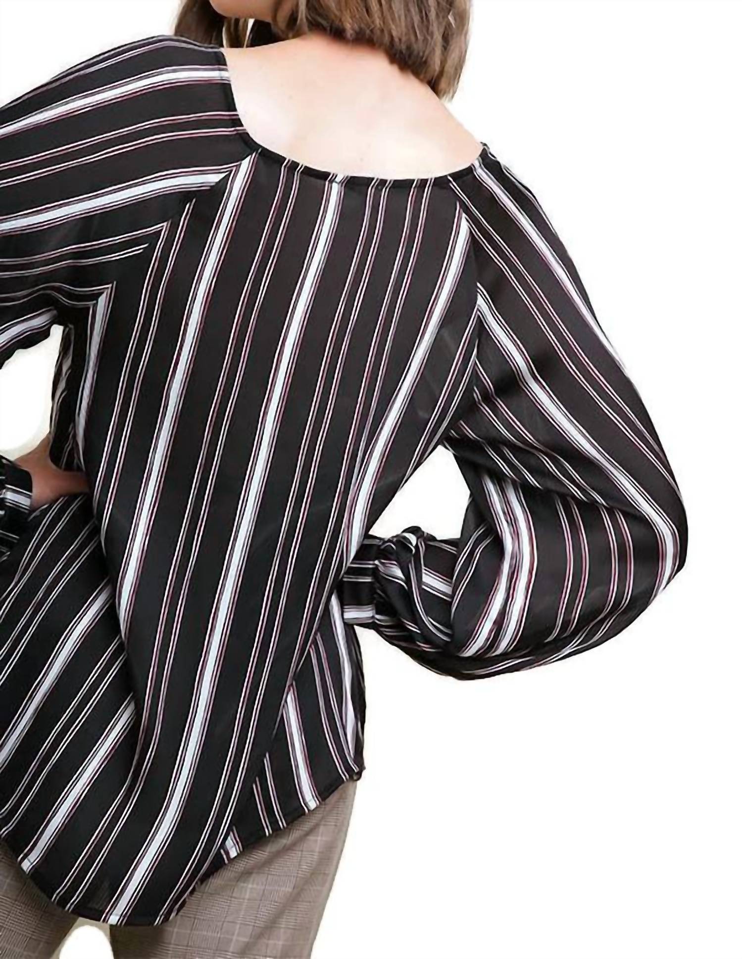 Umgee - Striped Gathered Blouse