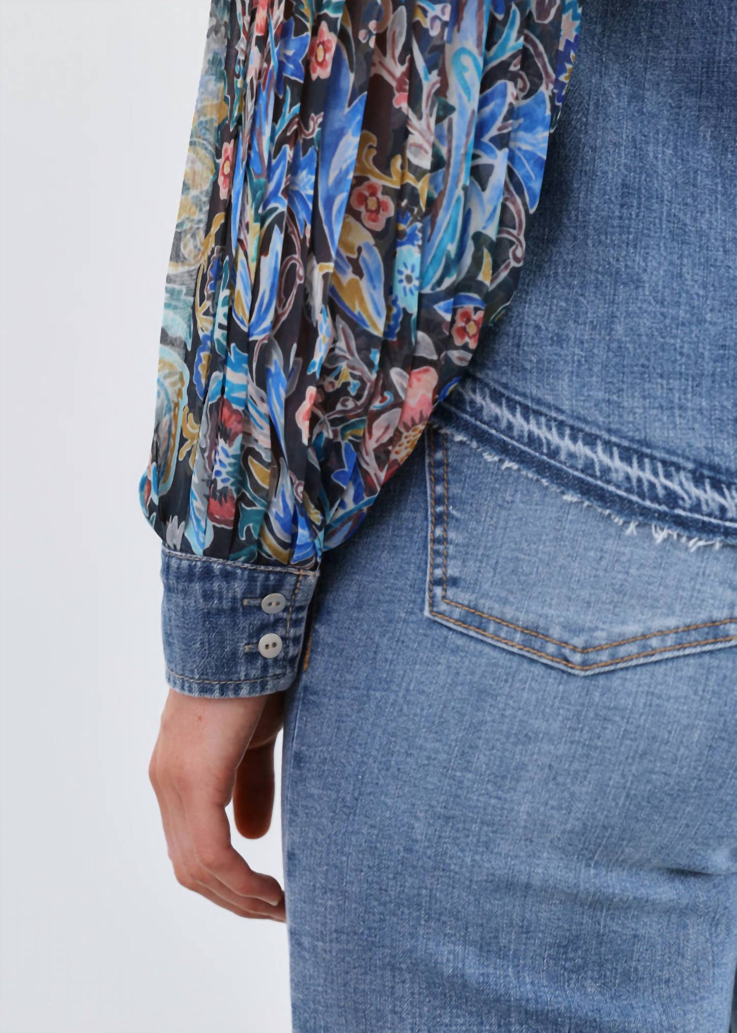 Fdj - Pleated Sleeve Chambray Shirt