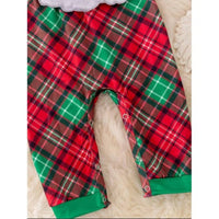 Kidscharm - Girls Santa Plaid Ruffle Santa Applique Jumper