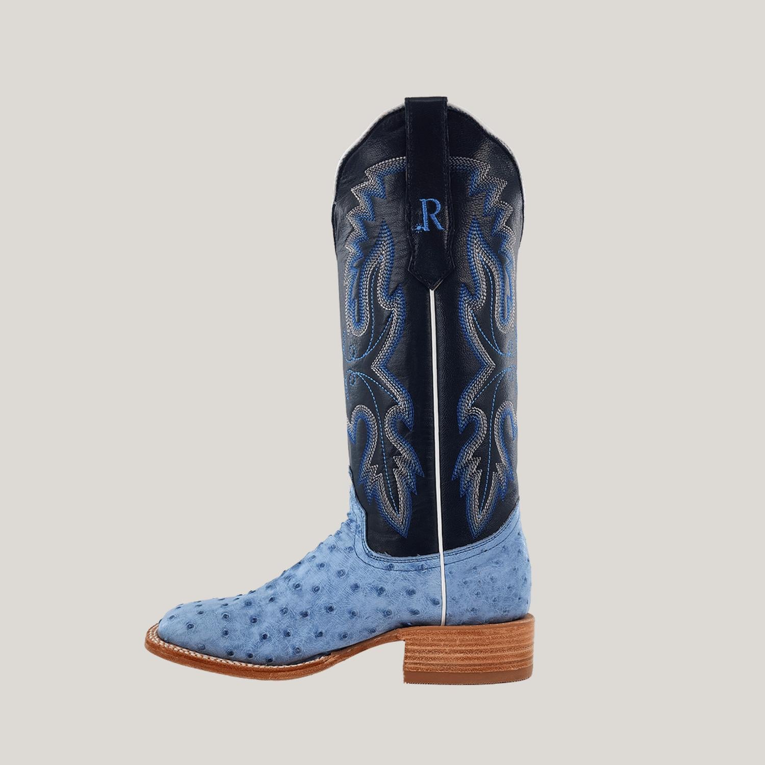 R Watson Boots - Women's Denim Bruciato Full Quill Ostrich Boot