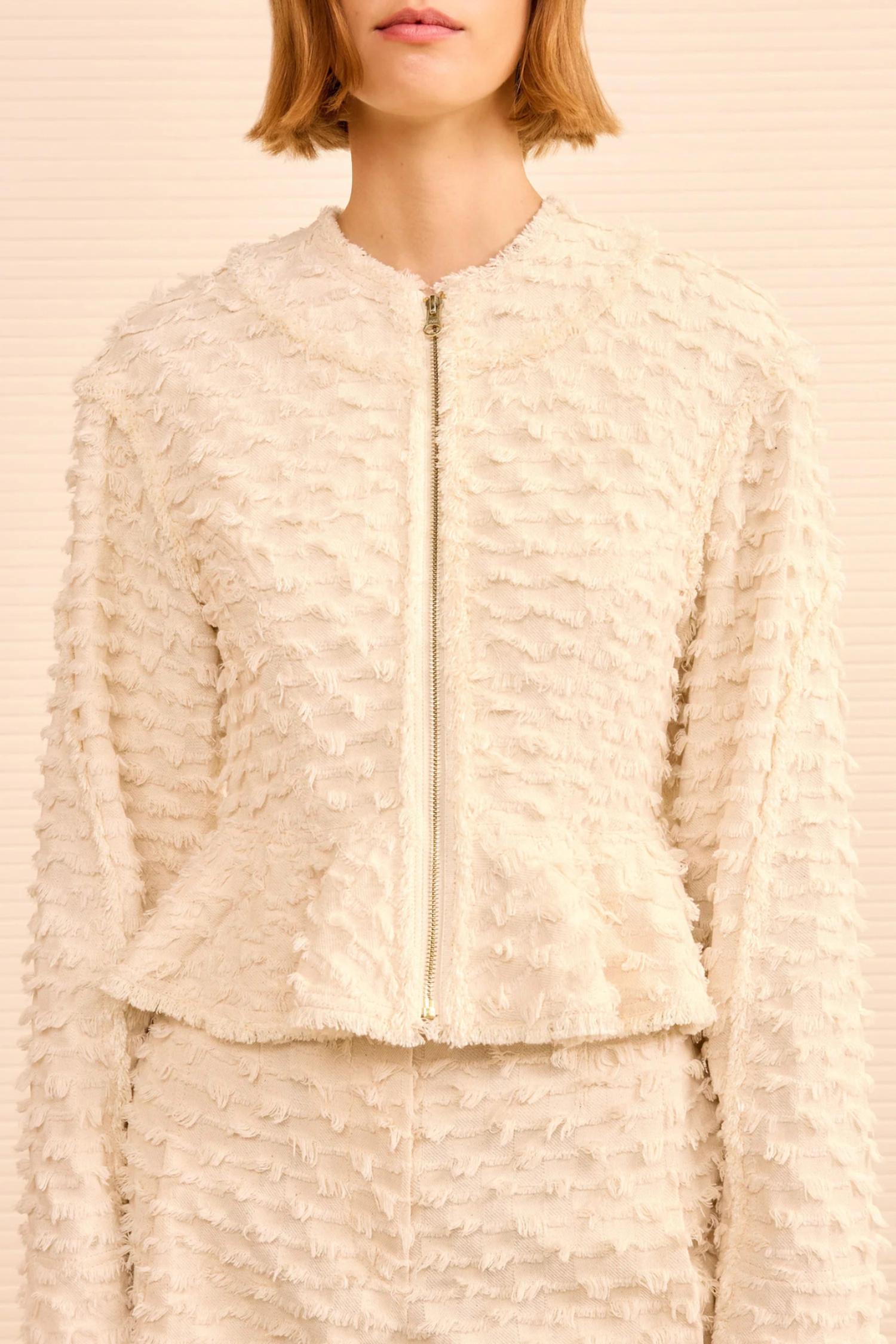 Ulla Johnson Rosalind Zip Peplum Jacket in ivory - women's jacket - view 4