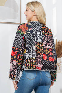 La Soul - Floral Print Quilted Patch Cotton Jacket