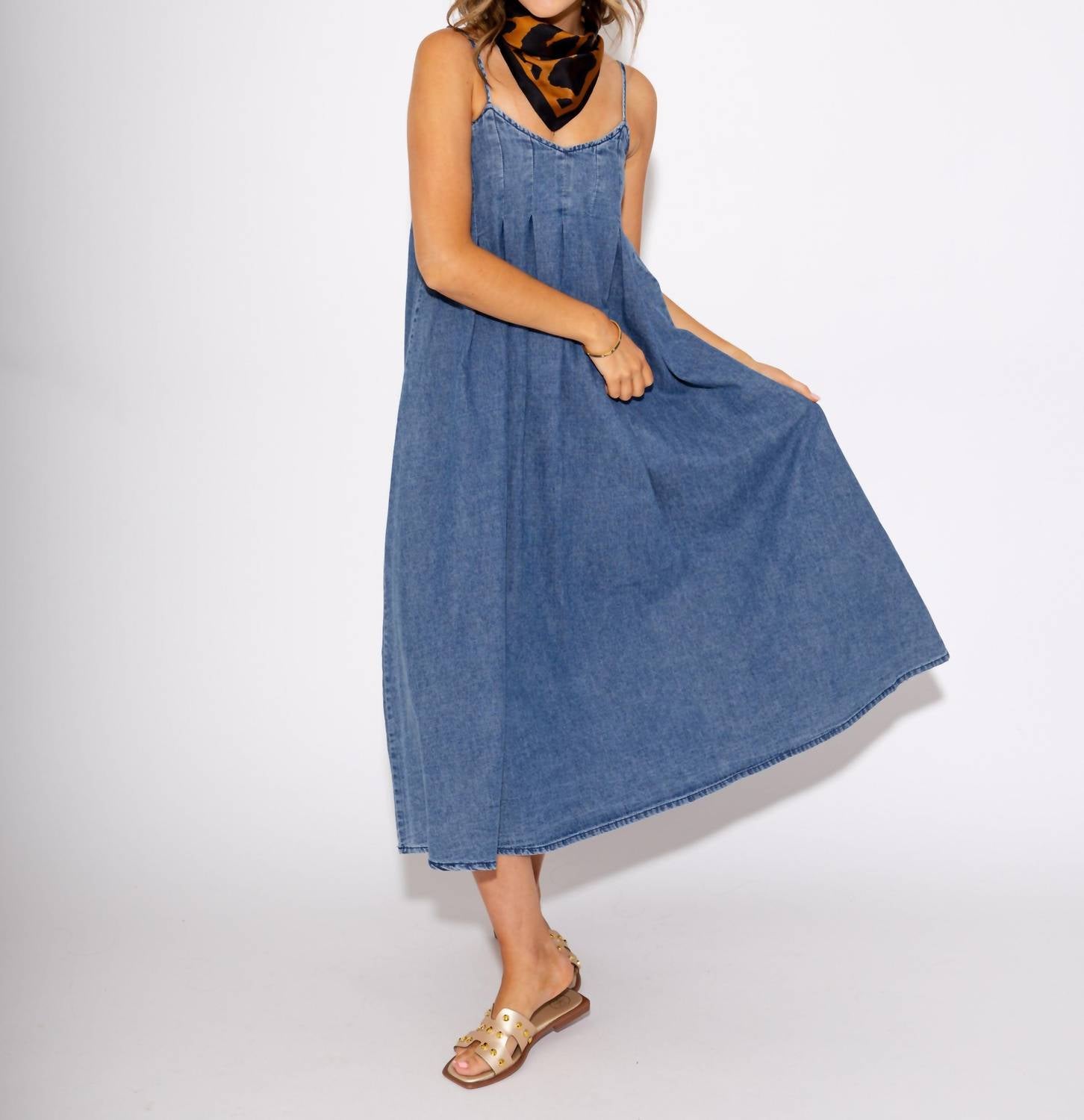 Thml - Darling Denim Pleated Midi Dress