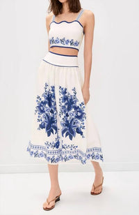 Moon River - Melissa Sleeveless Crop Floral Detail Top