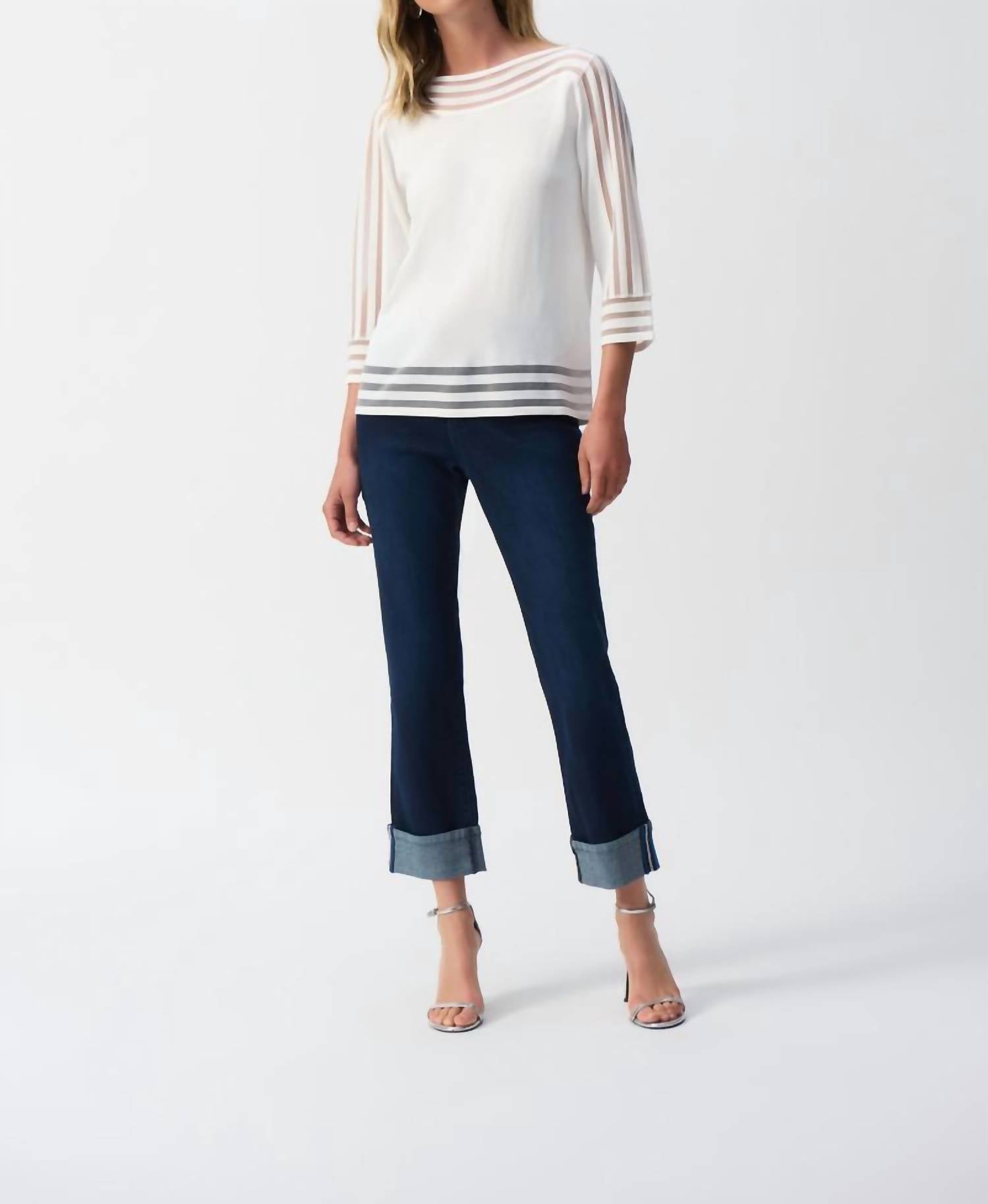 Joseph Ribkoff - Mesh Stripe Detail Top
