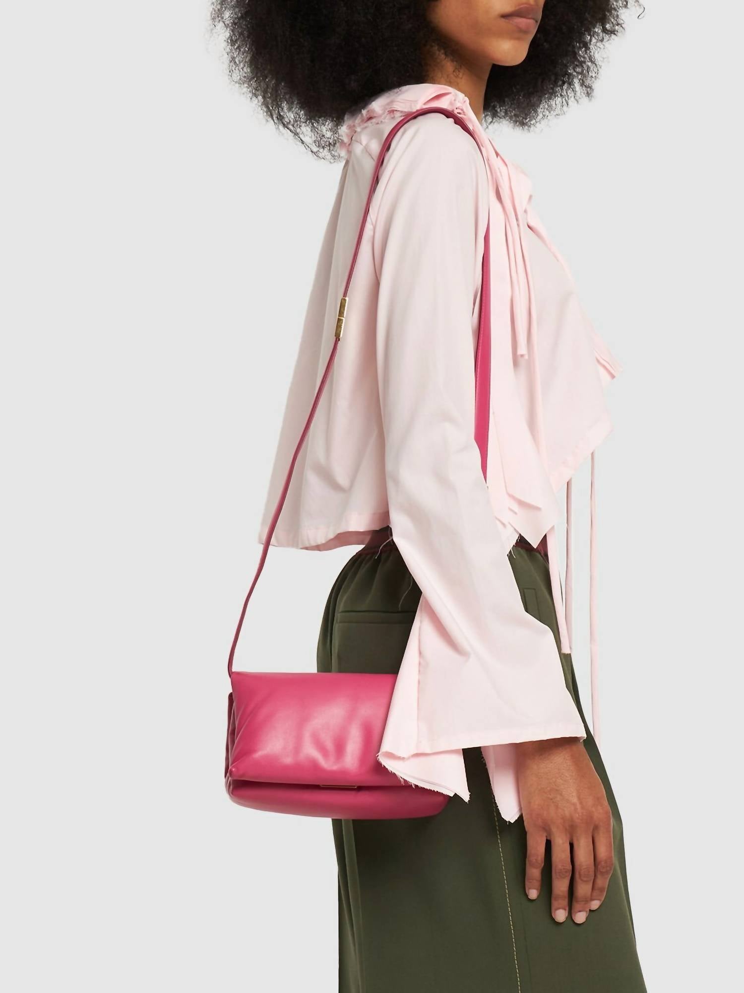 MARNI Women's Small Leather Prisma Crossbody Bag in pink - women's bag - view 6