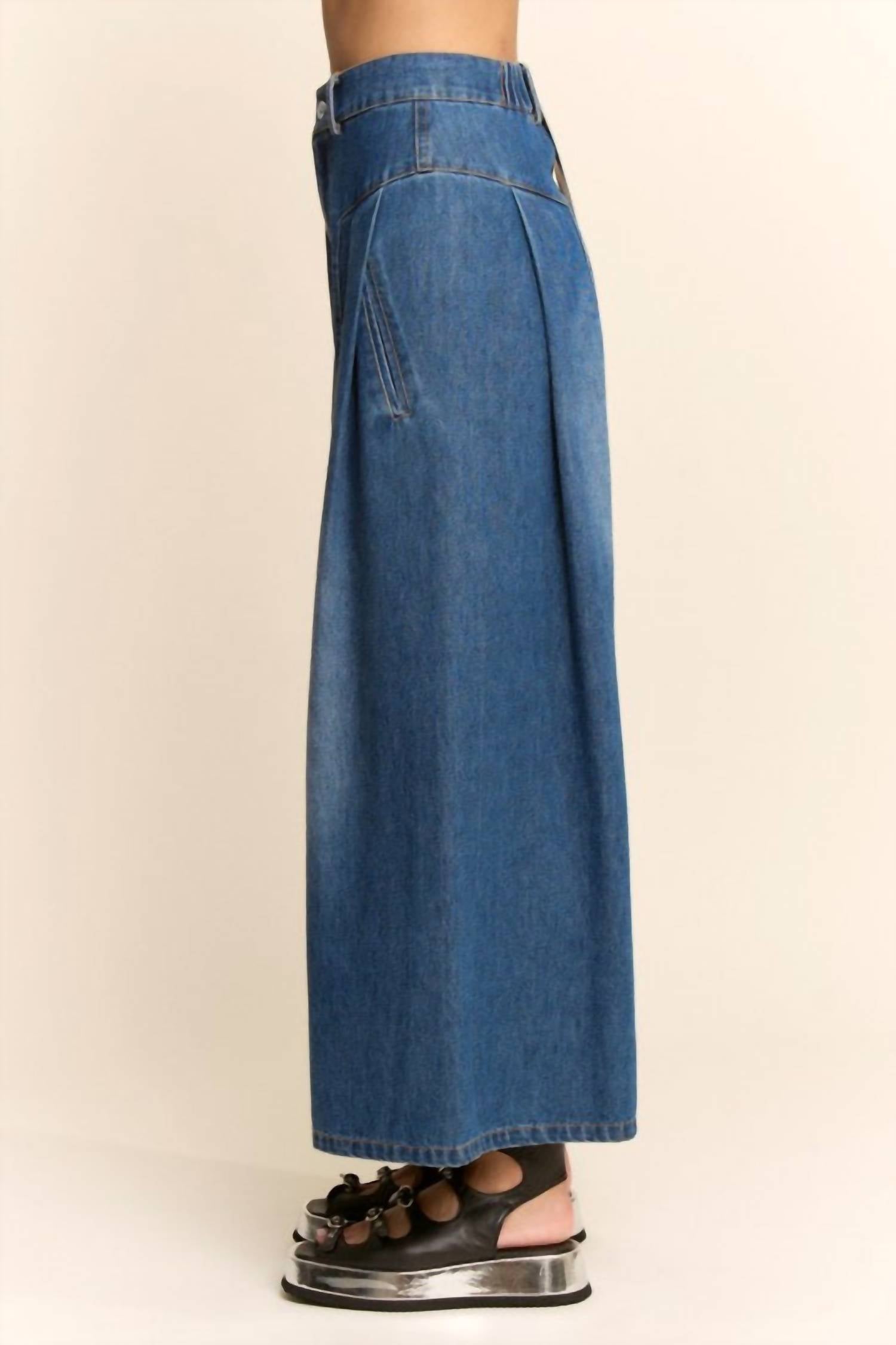 Davi & Dani - Front Slit Wide Leg Jeans