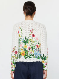 current air Floral Print Scalloped Cardigan in multi - women's cardigan - alternate view