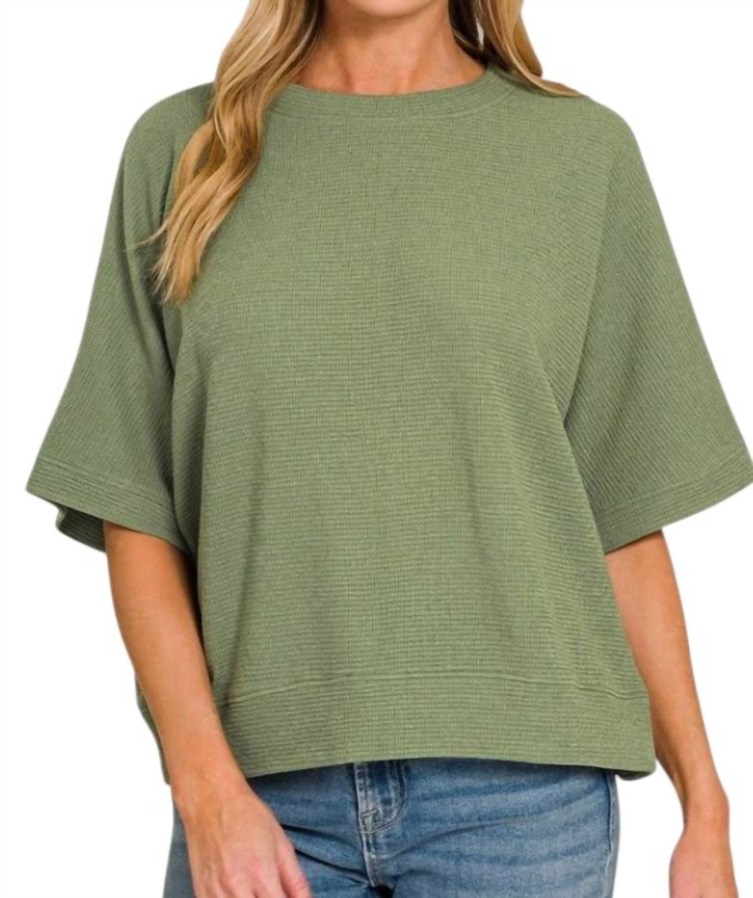 Zenana - Double Knit Three Quarter Sleeve Top