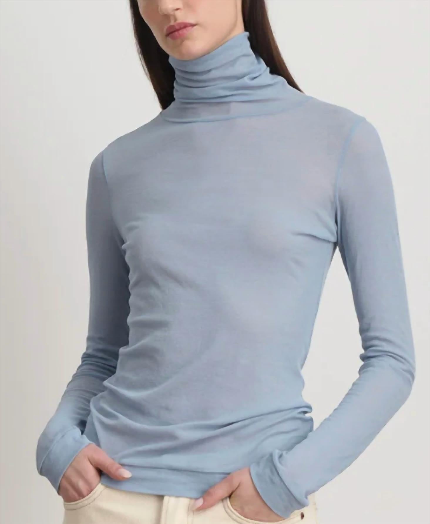 B Sides Women's Jana Turtleneck Top in blue - women's sweater