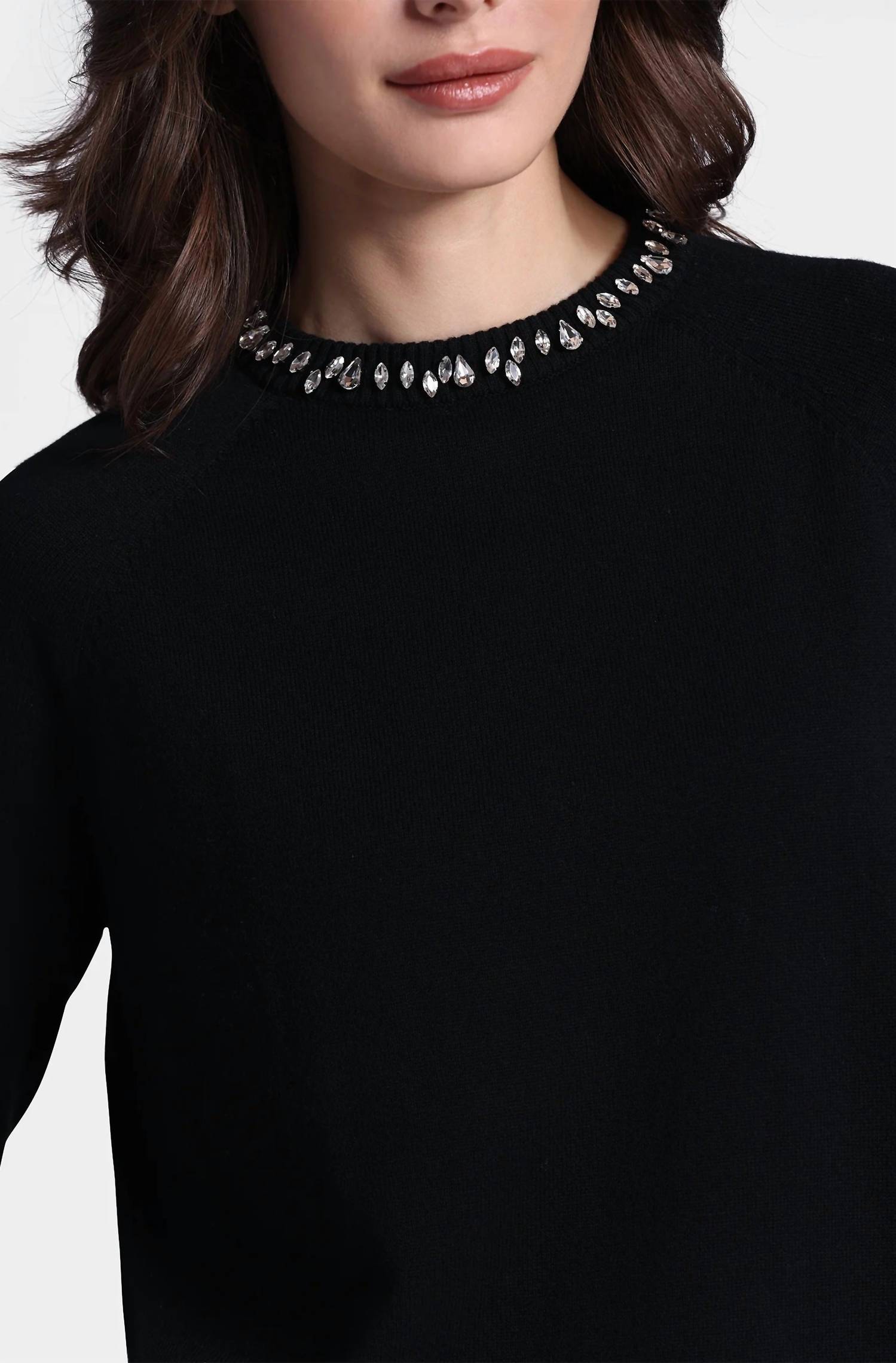 Minnie Rose - Jewel Neck Crew Long Sleeves Top