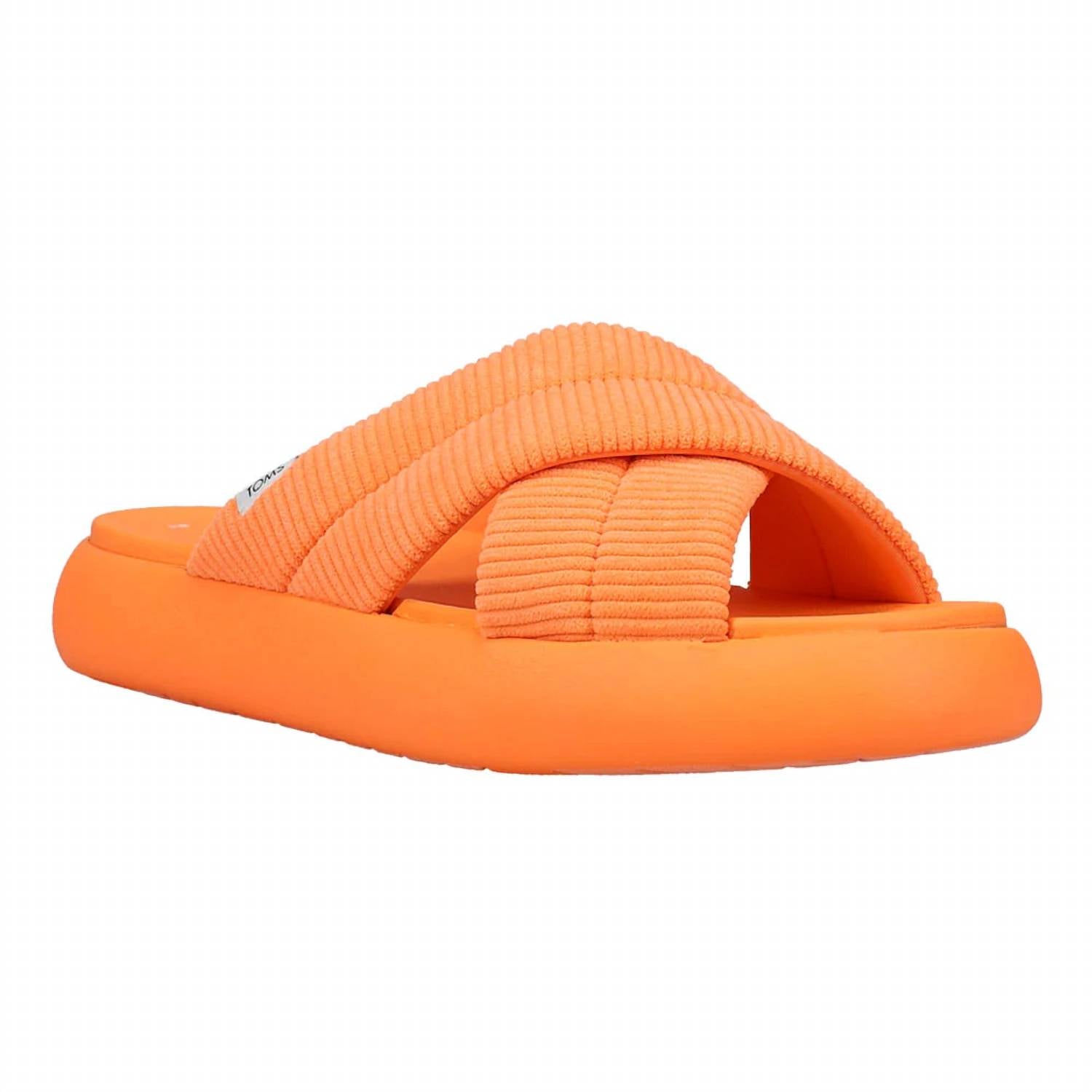 TOMS Women's Alpargata Mallow Crossover Sandal in neon orange corduroy 1 - women's shoe