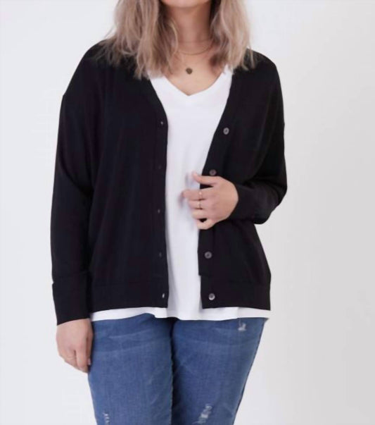 Dex - LONG SLEEVE FINE GAUGE BUTTON FRONT CARDIGAN