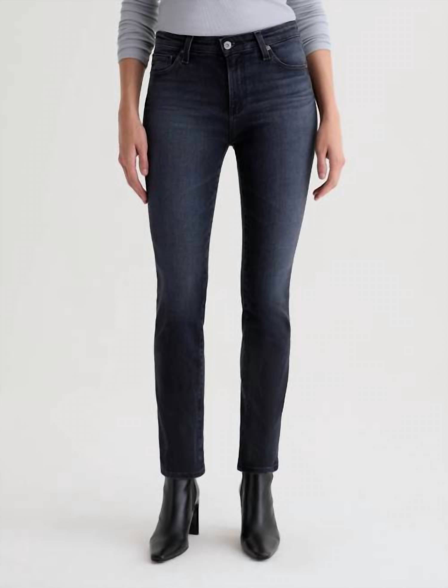 AG Jeans Mari Mid-rise Slim Straight Jean in glitch - women's jeans