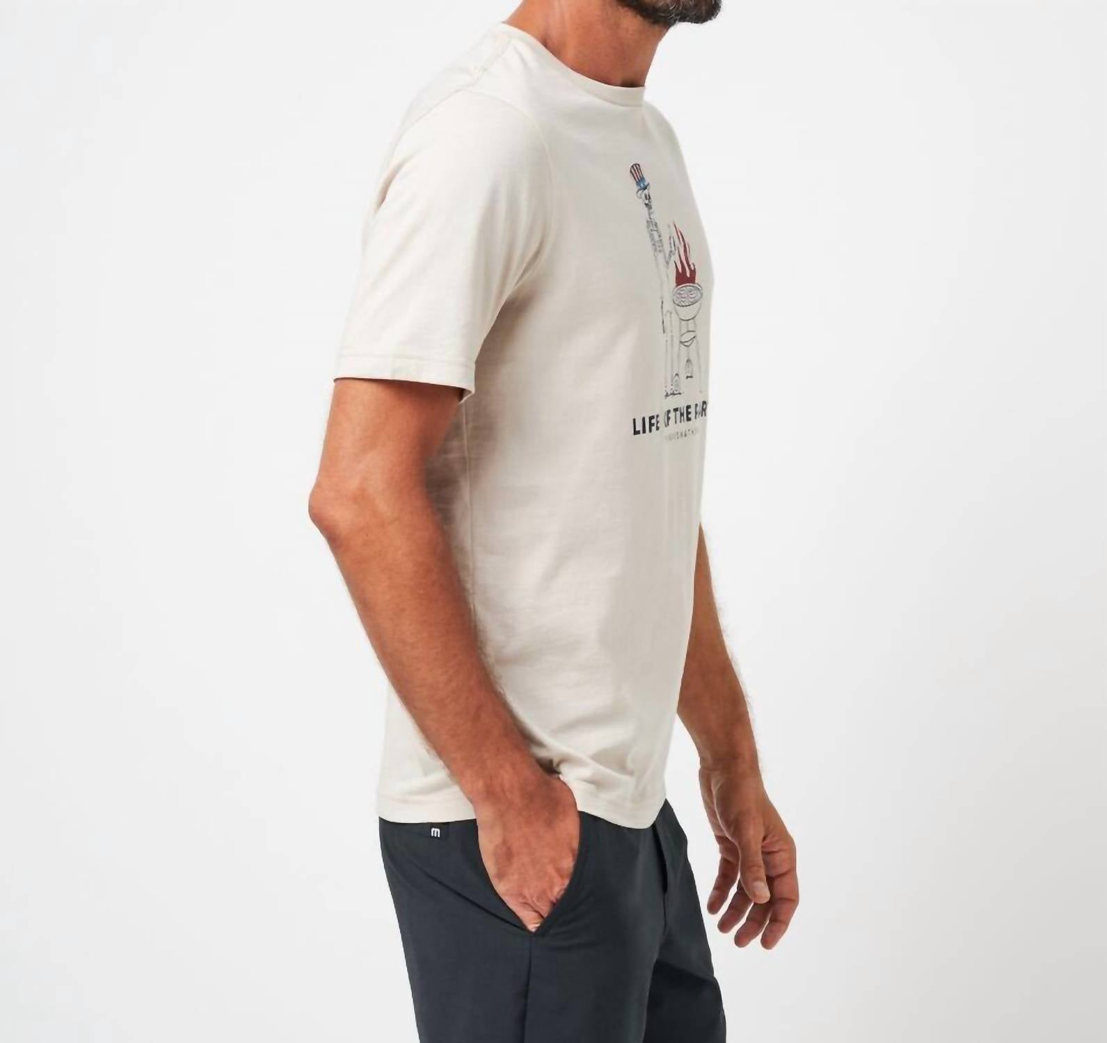 TravisMathew Grill And Thrill Short Sleeve Tee in italian sand - men's t-shirt - alternate view