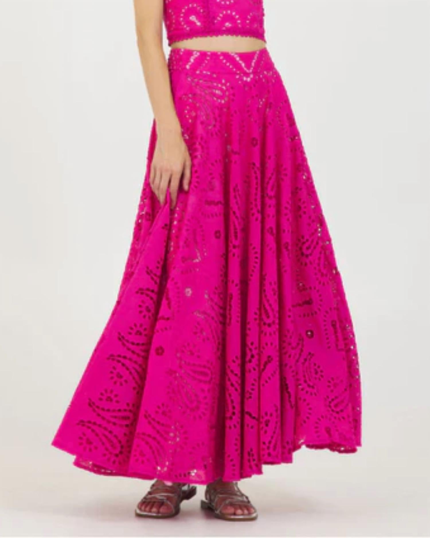 Stellah - Eyelet Flare Maxi Skirt