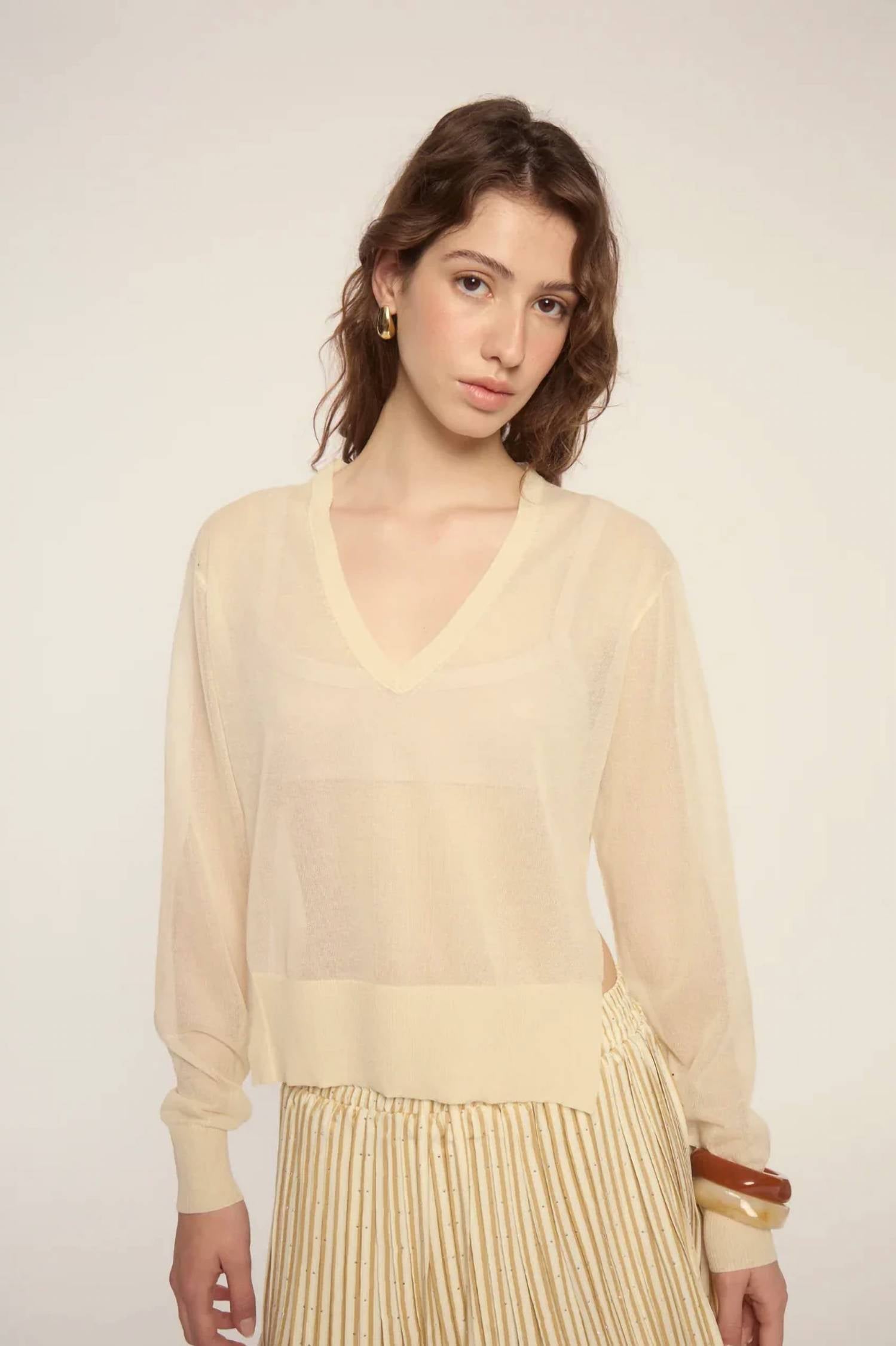 Deluc - Granada Sheer V-Neck Sweater