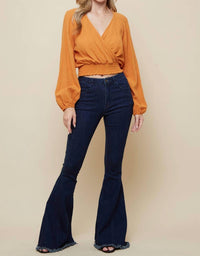 OVERLAP WITH SMOCKING LINEN TOP