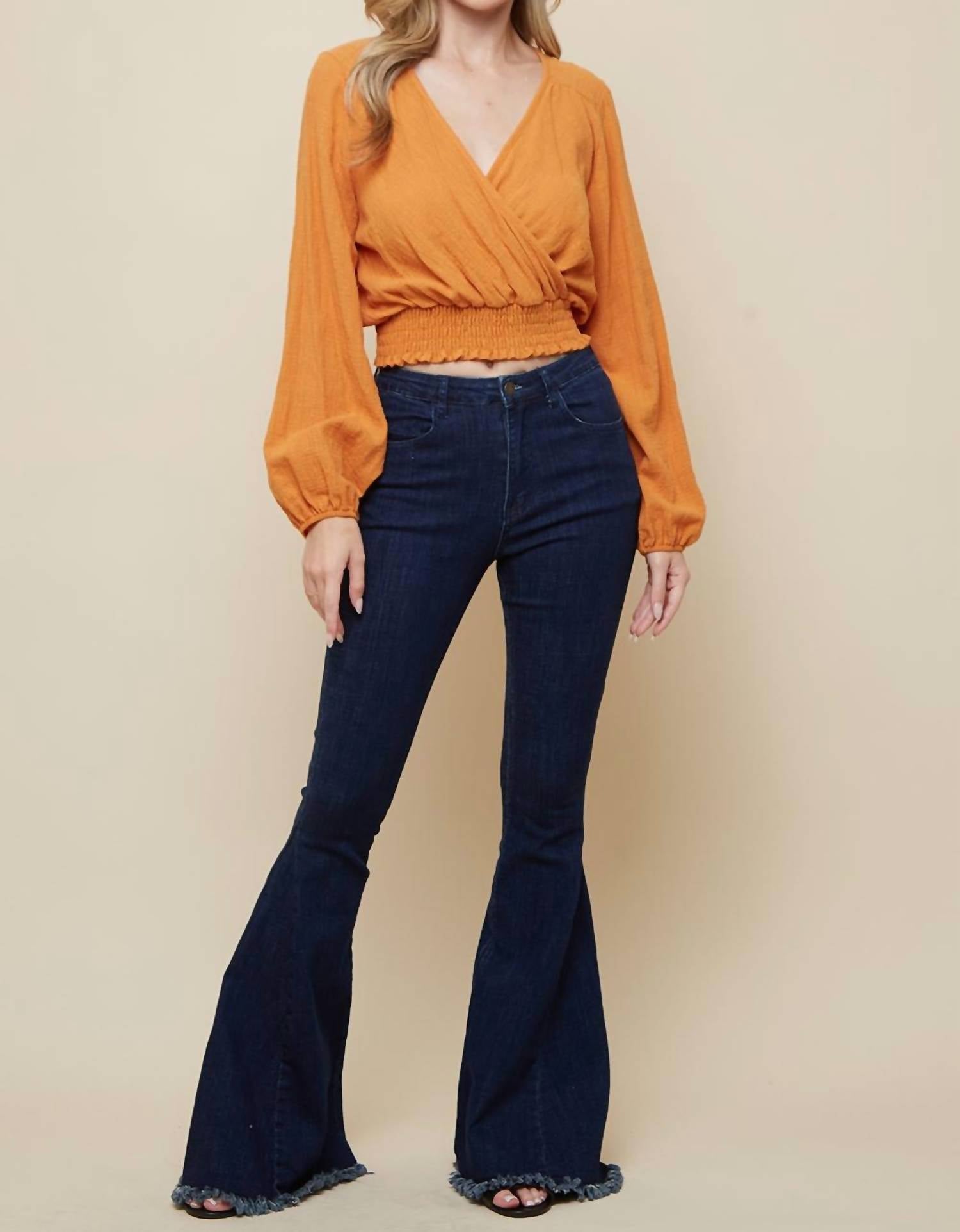 OVERLAP WITH SMOCKING LINEN TOP