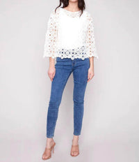 Charlie B - Crochet Long Sleeve Boatneck Top