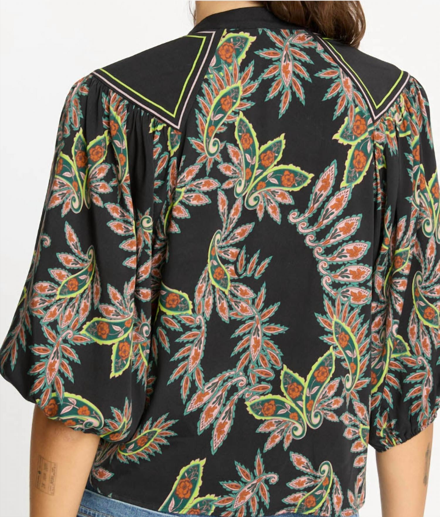 CABALLERO Juliette Top in paisley floral - women's long sleeve top - alternate view