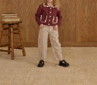 Rylee + Cru Collared Cardigan in burgundy 1 - kids' sweater