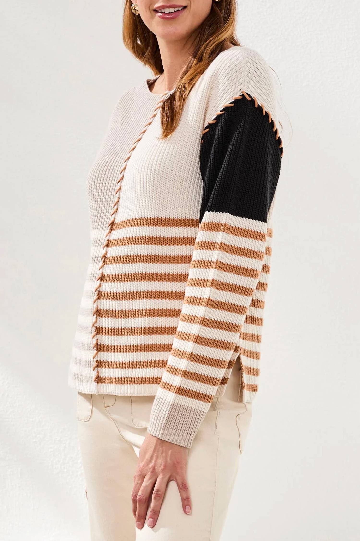 Tribal - Textured Boat Neck Sweater