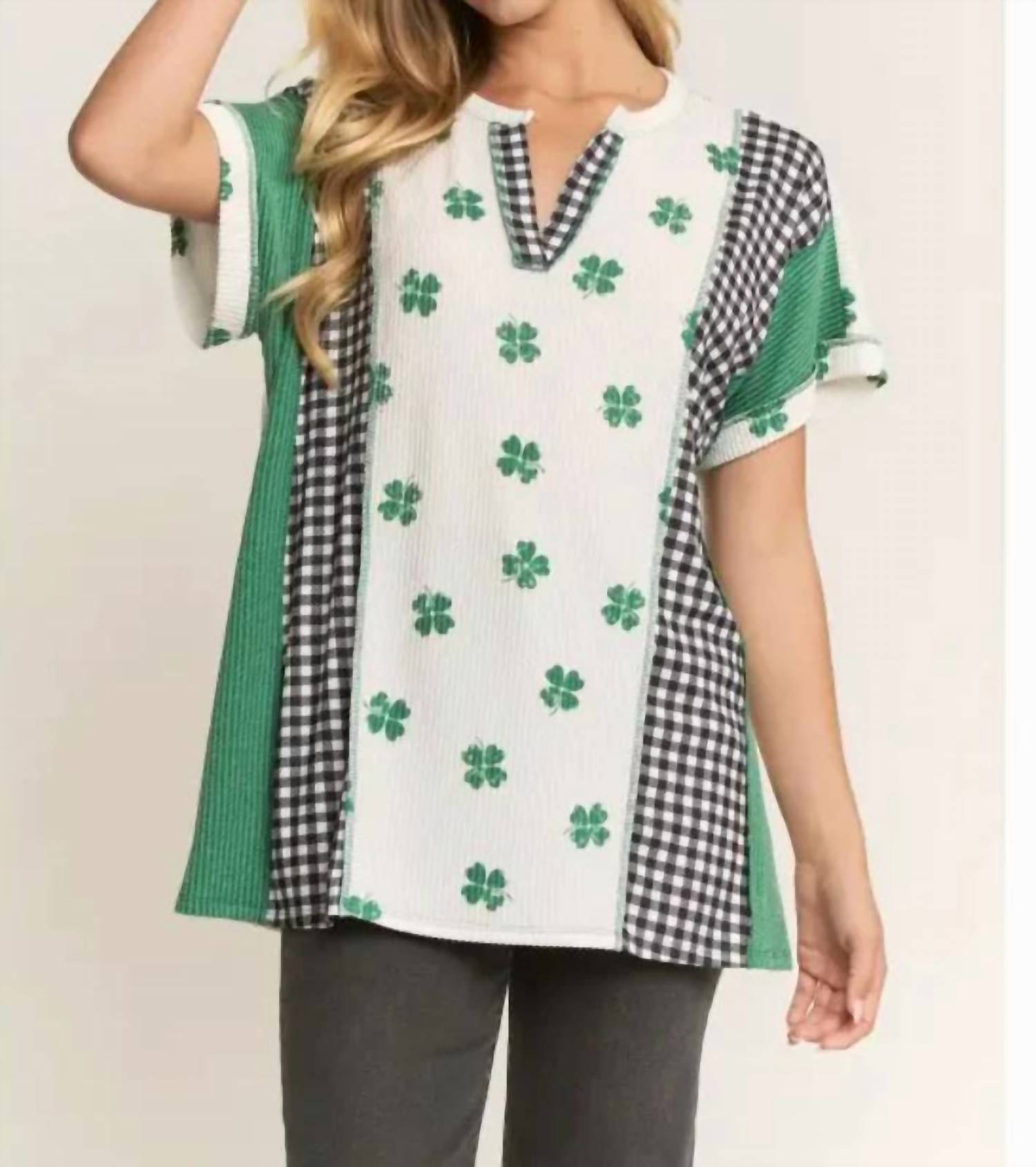 7Th Ray - Lucky Charm Luxe Patchwork Top