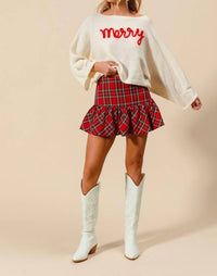 So Me - Mini Plaid Balloon Skirt