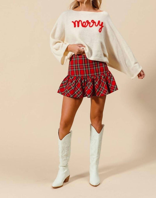 So Me - Mini Plaid Balloon Skirt