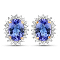 Diana M Jewels Women's Oval Natural Tanzanite Stud Earrings (1.71 Ct) - Classic in 14k yellow gold - women's jewelry