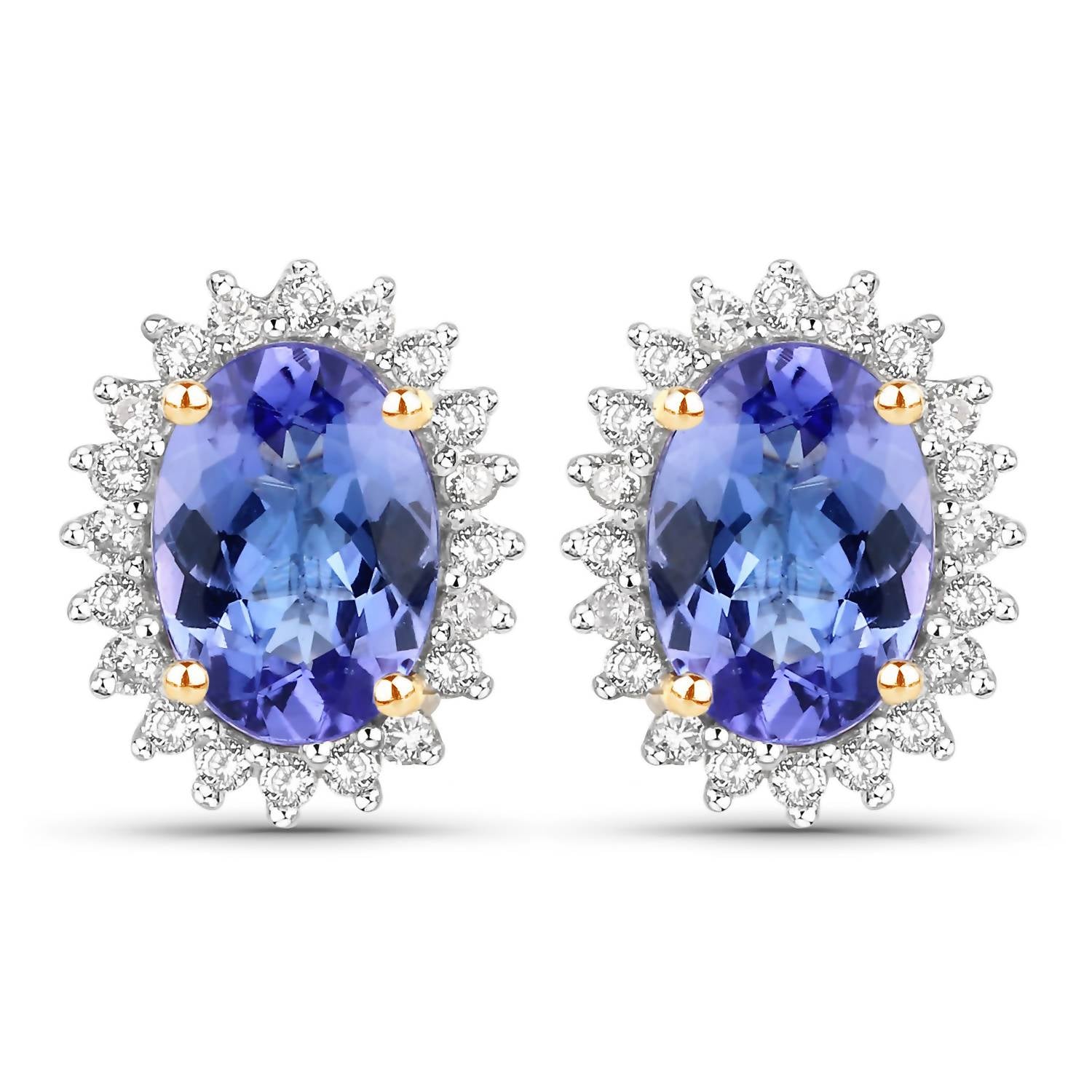 Diana M Jewels Women's Oval Natural Tanzanite Stud Earrings (1.71 Ct) - Classic in 14k yellow gold - women's jewelry