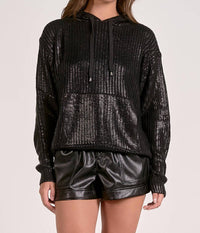 Elan - Farrah Metallic Hoodie Sweater