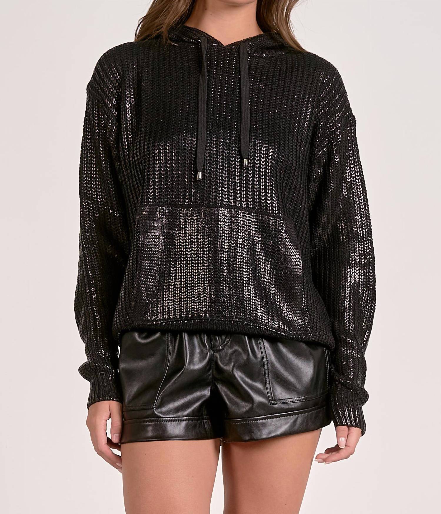 Elan - Farrah Metallic Hoodie Sweater