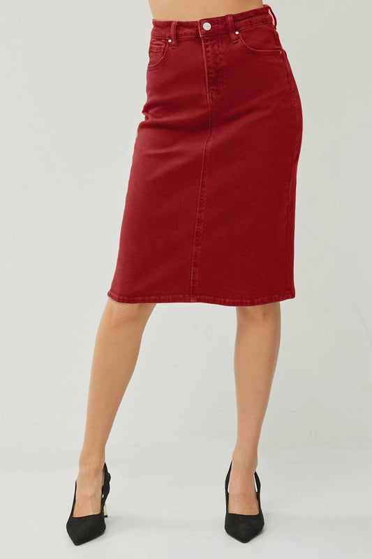 Risen - High Rise Back Slit Midi Skirt