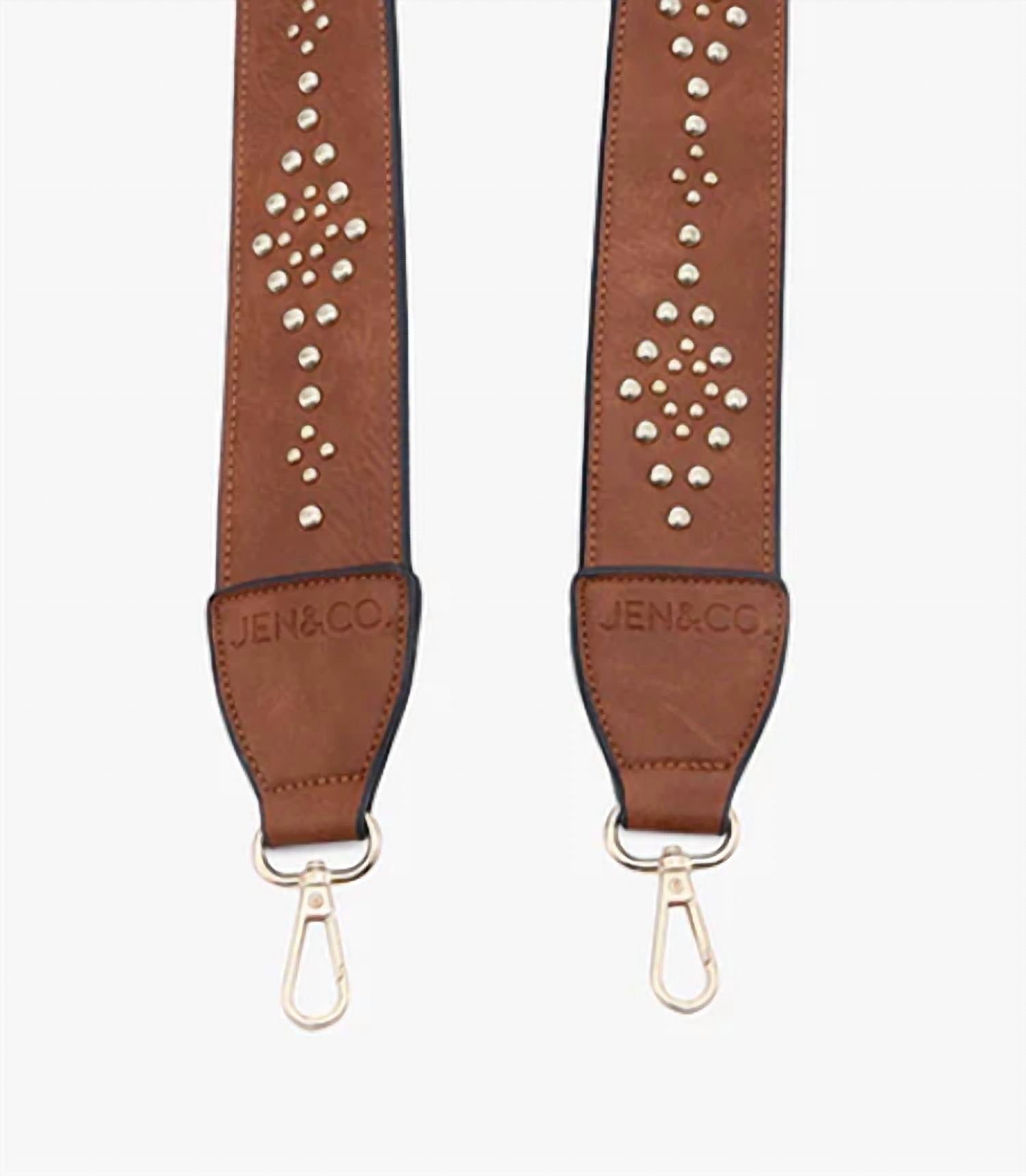 Jen & Co. Women's Studded Guitar Strap in brown - women's item - detail view