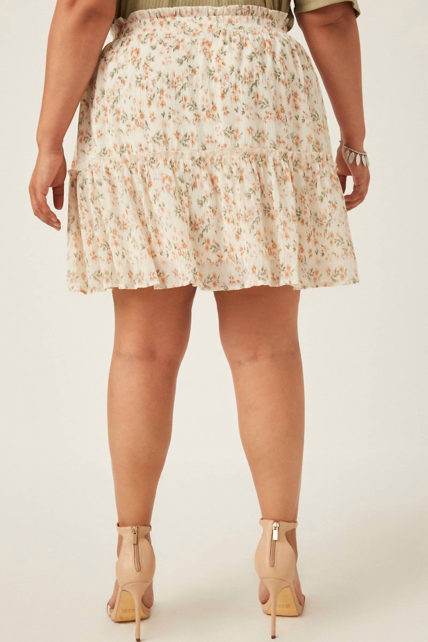 Hayden La - Crinkle Textured Elastic Waist Tiered Skirt - Plus