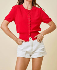 Day + Moon - Scalloped Button Down Cardigan Top