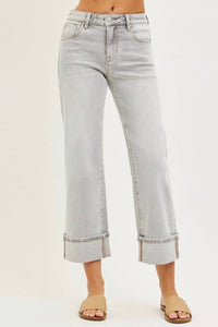 Risen - Mid Rise Crop Straight Jeans
