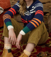 Blu Pepper - Stripe Cable Knit Button Down Cardigan