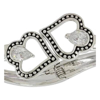 Montana Silversmiths - Women's Rhodium Plated Hinged Heart Cz Bracelet