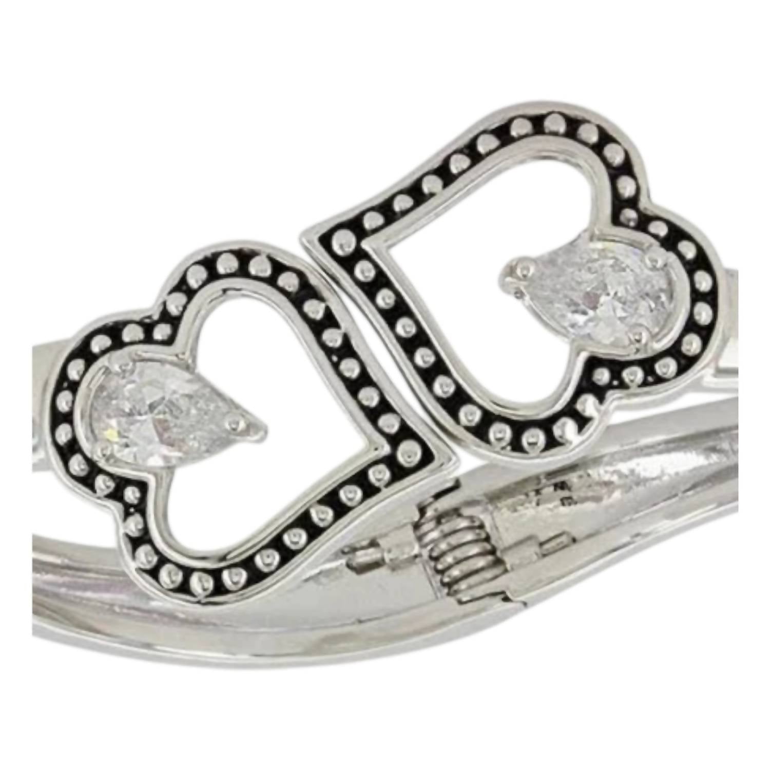 Montana Silversmiths - Women's Rhodium Plated Hinged Heart Cz Bracelet