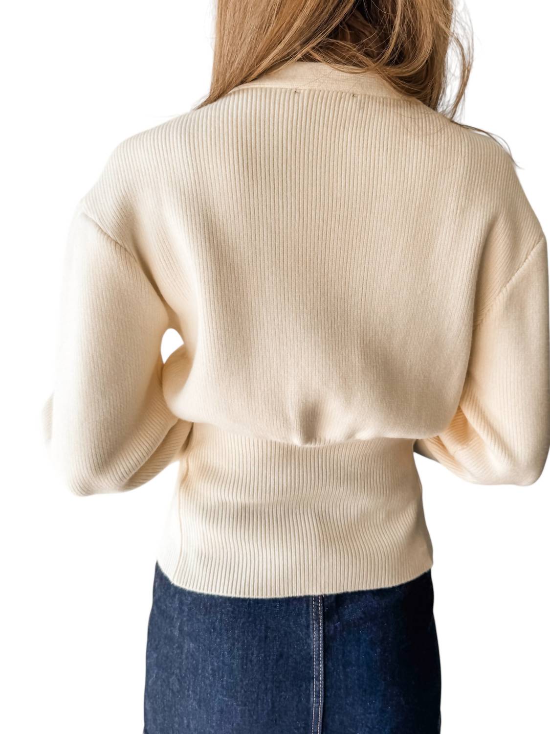 Fore Lennox Classy Fall Cardigan in ivory - women's cardigan - alternate view